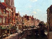 unknow artist Townsfolk shopping along the Oudegracht, Utrecht, The Netherlands France oil painting artist